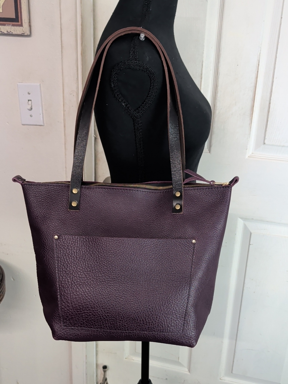 Portland Leather Plum Purple Shoulder Bag